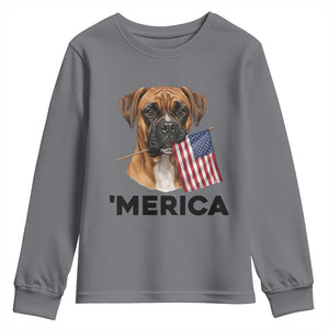 Merica Patriotic Boxer Mom Dad Gift Youth Sweatshirt Merica 4th Of July