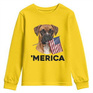 Merica Patriotic Boxer Mom Dad Gift Youth Sweatshirt Merica 4th Of July