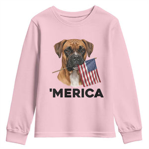 Merica Patriotic Boxer Mom Dad Gift Youth Sweatshirt Merica 4th Of July