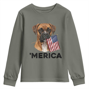 Merica Patriotic Boxer Mom Dad Gift Youth Sweatshirt Merica 4th Of July