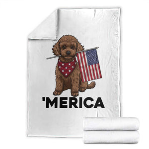 Patriotic Poodle Mom Dad Gift Throw Blanket Merica 4th Of July TS12 White Print Your Wear