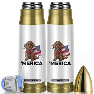 Patriotic Poodle Mom Dad Gift Bullet Tumbler Merica 4th Of July