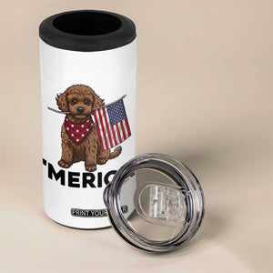 Patriotic Poodle Mom Dad Gift 4 in 1 Can Cooler Tumbler Merica 4th Of July