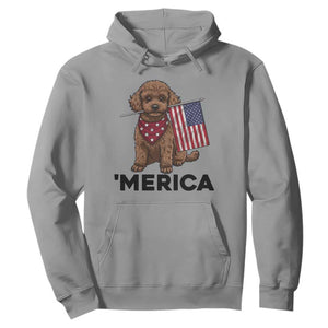 Patriotic Poodle Mom Dad Gift Hoodie Merica 4th Of July