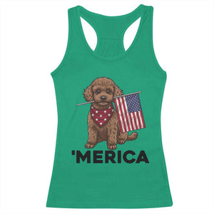 Patriotic Poodle Mom Dad Gift Racerback Tank Top Merica 4th Of July