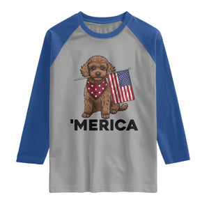 Patriotic Poodle Mom Dad Gift Raglan Shirt Merica 4th Of July TS12 Sport Gray Royal Print Your Wear