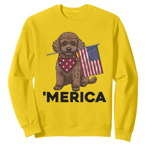 Patriotic Poodle Mom Dad Gift Sweatshirt Merica 4th Of July