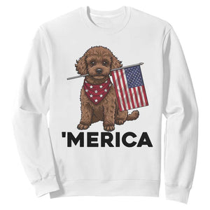 Patriotic Poodle Mom Dad Gift Sweatshirt Merica 4th Of July