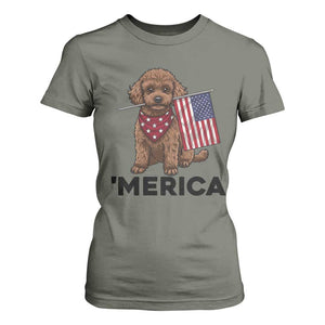 Patriotic Poodle Mom Dad Gift T Shirt For Women Merica 4th Of July