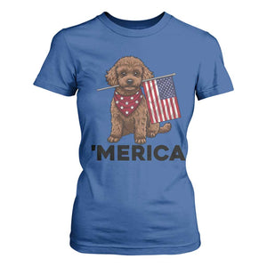 Patriotic Poodle Mom Dad Gift T Shirt For Women Merica 4th Of July