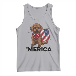Patriotic Poodle Mom Dad Gift Tank Top Merica 4th Of July