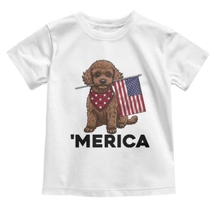 Patriotic Poodle Mom Dad Gift Toddler T Shirt Merica 4th Of July