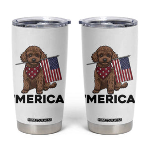 Patriotic Poodle Mom Dad Gift Tumbler Cup Merica 4th Of July