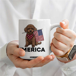 Patriotic Poodle Mom Dad Gift Coffee Mug Merica 4th Of July