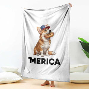 Funny Merica Corgi Lover 4th Of July Throw Blanket Patriotic Dog Gift
