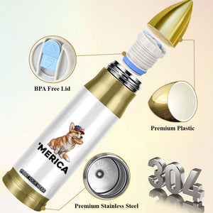 Funny Merica Corgi Lover 4th Of July Bullet Tumbler Patriotic Dog Gift