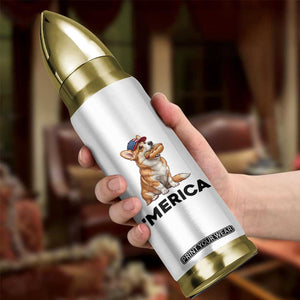Funny Merica Corgi Lover 4th Of July Bullet Tumbler Patriotic Dog Gift