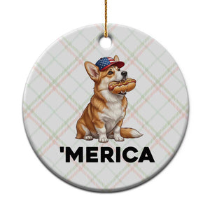 Funny Merica Corgi Lover 4th Of July Ceramic Ornament Patriotic Dog Gift TS12 1pc Christmas Plaid Print Your Wear
