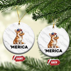 Funny Merica Corgi Lover 4th Of July Ceramic Ornament Patriotic Dog Gift TS12 1pc White Marble Print Your Wear