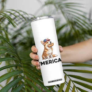 Funny Merica Corgi Lover 4th Of July Skinny Tumbler Patriotic Dog Gift
