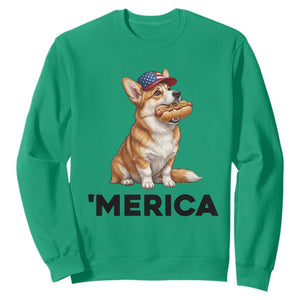 Funny Merica Corgi Lover 4th Of July Sweatshirt Patriotic Dog Gift