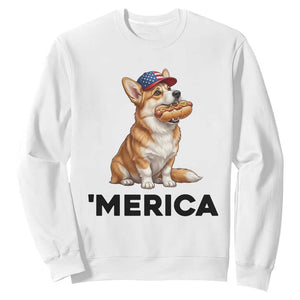 Funny Merica Corgi Lover 4th Of July Sweatshirt Patriotic Dog Gift