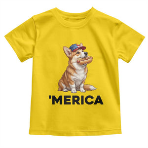 Funny Merica Corgi Lover 4th Of July Toddler T Shirt Patriotic Dog Gift