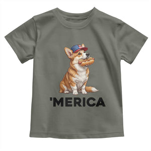 Funny Merica Corgi Lover 4th Of July Toddler T Shirt Patriotic Dog Gift