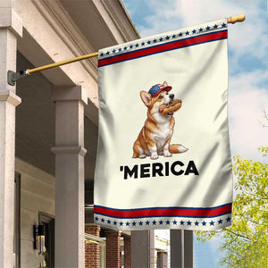 Funny Merica Corgi Lover 4th Of July Patriotic Garden Flag Dog Mom Dad Gift