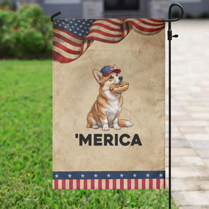 Funny Merica Corgi Lover 4th Of July Patriotic Garden Flag Dog Mom Dad Gift