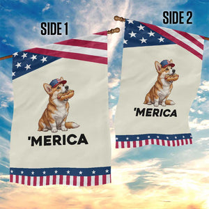 Funny Merica Corgi Lover 4th Of July Patriotic Garden Flag Dog Mom Dad Gift