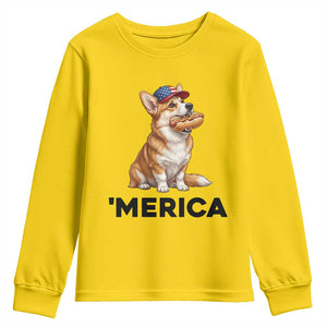 Funny Merica Corgi Lover 4th Of July Youth Sweatshirt Patriotic Dog Gift