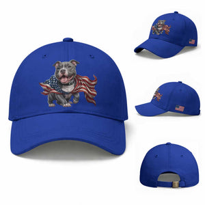 Patriotic Pitbull Dog USA Flag Baseball Cap 4th Of July Pride TS12 Baseball Cap Universal Fit Royal Blue Print Your Wear