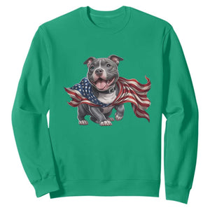 Patriotic Pitbull Dog USA Flag Sweatshirt 4th Of July Pride