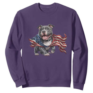 Patriotic Pitbull Dog USA Flag Sweatshirt 4th Of July Pride