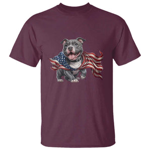 Patriotic Pitbull Dog USA Flag T Shirt 4th Of July Pride TS12 Maroon Print Your Wear
