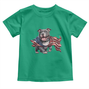 Patriotic Pitbull Dog USA Flag Toddler T Shirt 4th Of July Pride