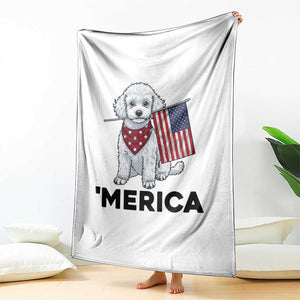 Merica Poodle Mom Dad Patriotic Gift Throw Blanket 4th Of July Pride