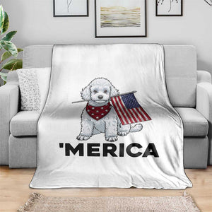 Merica Poodle Mom Dad Patriotic Gift Throw Blanket 4th Of July Pride