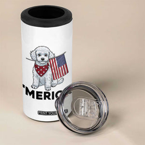 Merica Poodle Mom Dad Patriotic Gift 4 in 1 Can Cooler Tumbler 4th Of July Pride