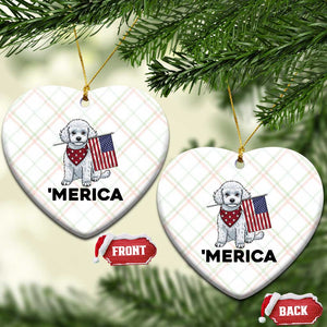 Merica Poodle Mom Dad Patriotic Gift Ceramic Ornament 4th Of July Pride TS12 Print Your Wear