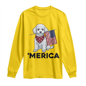 Merica Poodle Mom Dad Patriotic Gift Long Sleeve Shirt 4th Of July Pride
