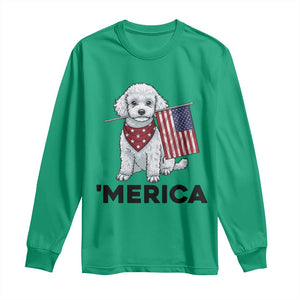Merica Poodle Mom Dad Patriotic Gift Long Sleeve Shirt 4th Of July Pride