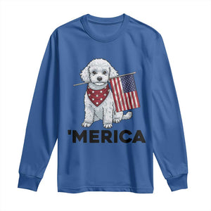 Merica Poodle Mom Dad Patriotic Gift Long Sleeve Shirt 4th Of July Pride