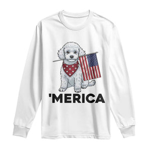 Merica Poodle Mom Dad Patriotic Gift Long Sleeve Shirt 4th Of July Pride
