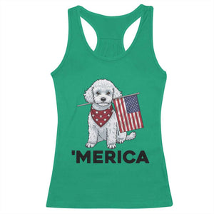 Merica Poodle Mom Dad Patriotic Gift Racerback Tank Top 4th Of July Pride
