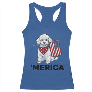 Merica Poodle Mom Dad Patriotic Gift Racerback Tank Top 4th Of July Pride