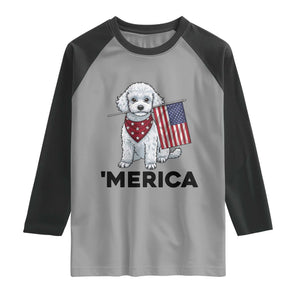 Merica Poodle Mom Dad Patriotic Gift Raglan Shirt 4th Of July Pride TS12 Sport Gray Black Print Your Wear