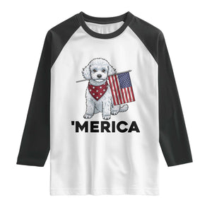 Merica Poodle Mom Dad Patriotic Gift Raglan Shirt 4th Of July Pride TS12 White Black Print Your Wear