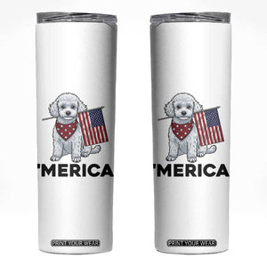 Merica Poodle Mom Dad Patriotic Gift Skinny Tumbler 4th Of July Pride